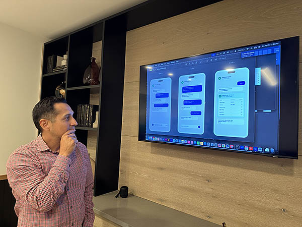 Workshop whiteboard: speech and discussion translated into wireframe sketches