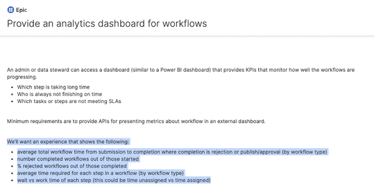 Epic: Provide an analytics dashboard for workflows